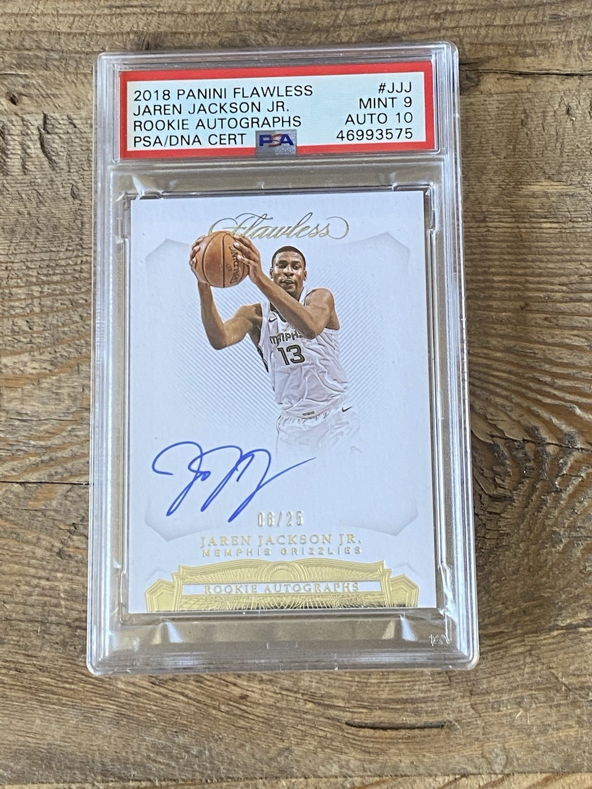 2018 Panini Flawless Basketball RC Auto Jaren Jackson Jr PSA 9/ Auto 10 #6/25 view 1