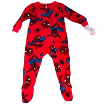 Marvel Spider-Man Fleece Footie Pajamas Red One-Piece Sleepwear 2T NWT
