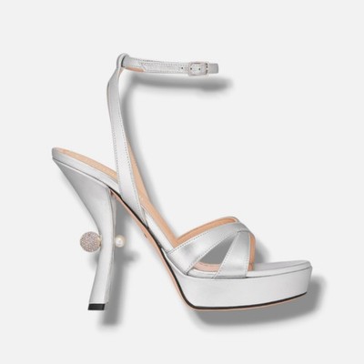 Dior Women's Silver Tribales Heeled Sandal Shoe Size 35.5 | eBay
