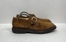 Santoni Single Monk Strap Suede Shoes Men’s Size 10.5 US / 9.5 UK Brown Crepe