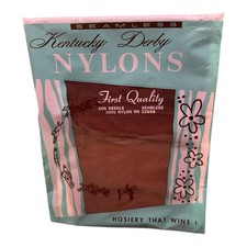 Vintage Kentucky Derby Nylon Seamless 400 Needle Stockings Beige 10 RHT