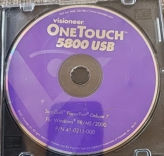 2001 Visioneer One Touch 5800 USB Vintage Software on CD