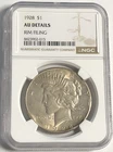 1928 PEACE "NGC AU DETAILS" -  NICE HIGH POINTS, BEAUTIFUL MIRRORS-WINGS/HAIR💥✅