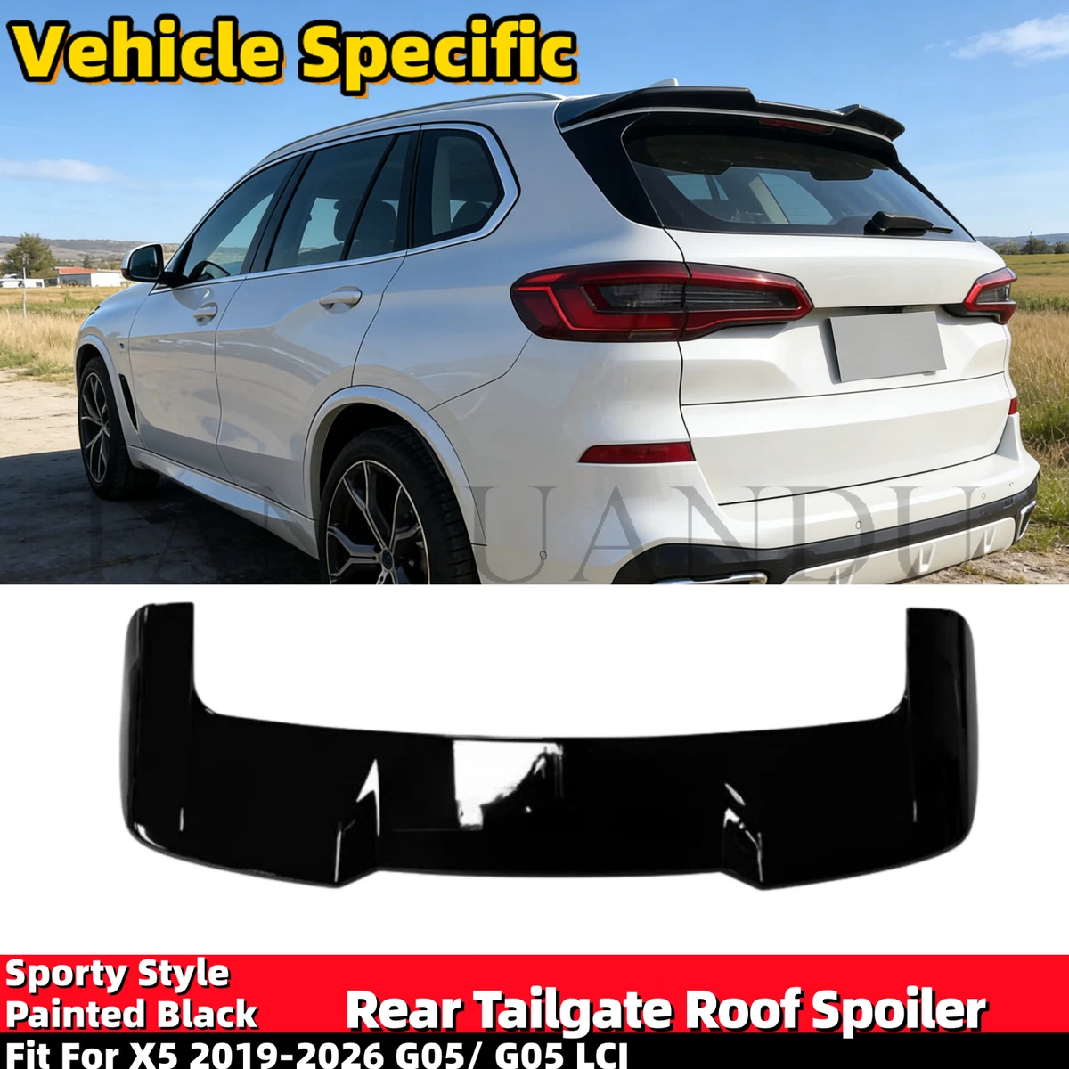 Rear Trunk Spoiler Window Wing For BMW X5 F15 2014-2017 – Matt Black PU