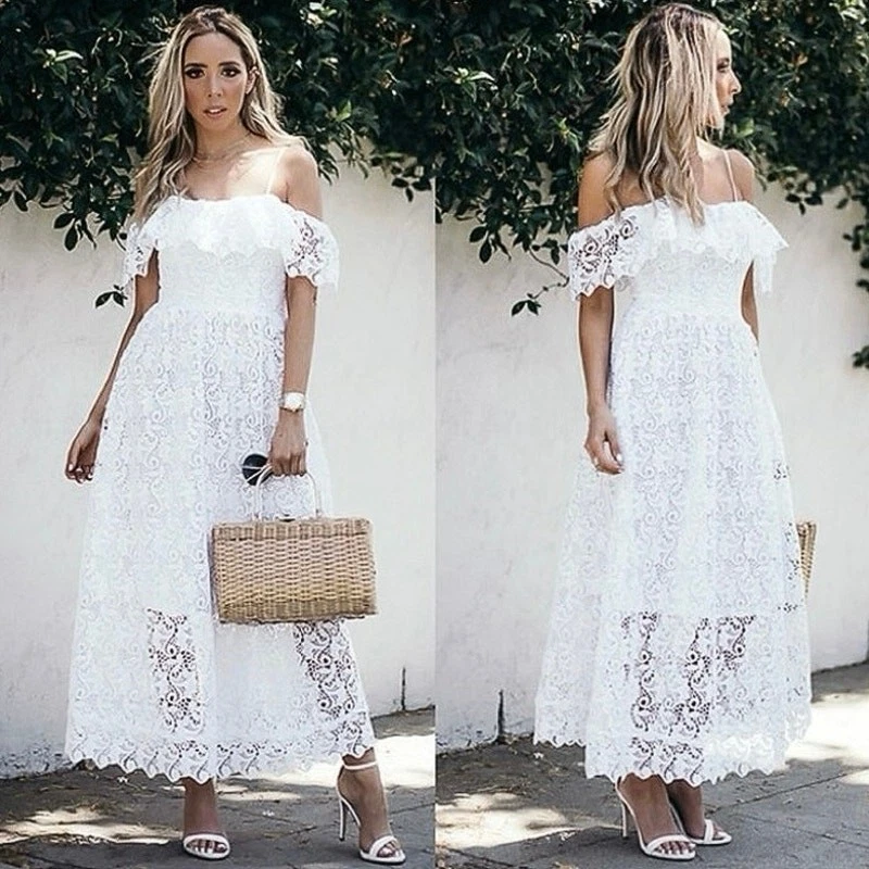 chinese dress ladies GIAMBATTISTA VALLI Size M White Cotton Lace Short Sleeve T-shirt Dress