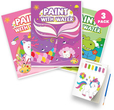 3PCS Paint with Water Books for Kids 20 Page Each,Unicorn Mermaid  Dinosaur Wat