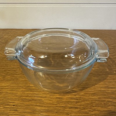 Vintage Pyrex 451 Covered Casserole Dish Clear Glass France Corning w Lid