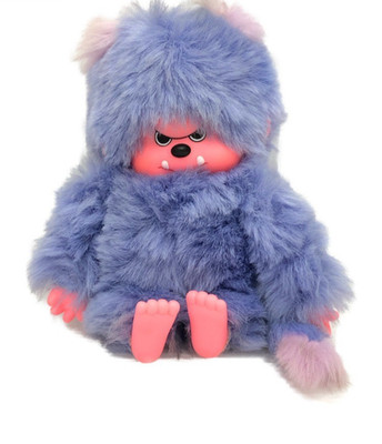 Monchhichi Kicky & Wucky Monster Plush Doll  Super Rare Blue Sekiguchi 7.9in tag