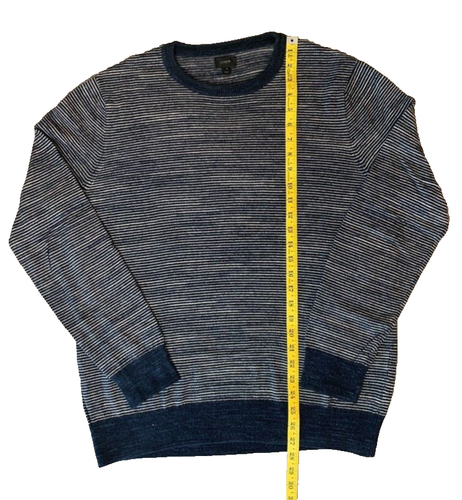 J.CREW - Maglione Uomo - MED Navy/Bianco Rigato 100% Cotone Pullover Manica Lunga - Foto 2 di 6