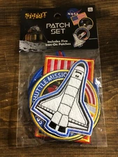 NEW NASA Space Shuttle Iron-On Patch Set (5) Different 4.5" Sealed Bag Apollo 11
