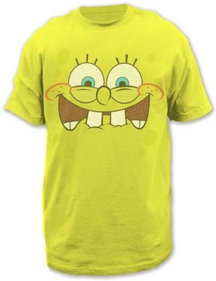 Official Sponge Bob Excited Face Adult T-shirt - Cartoon Comedy Family Humor Tee