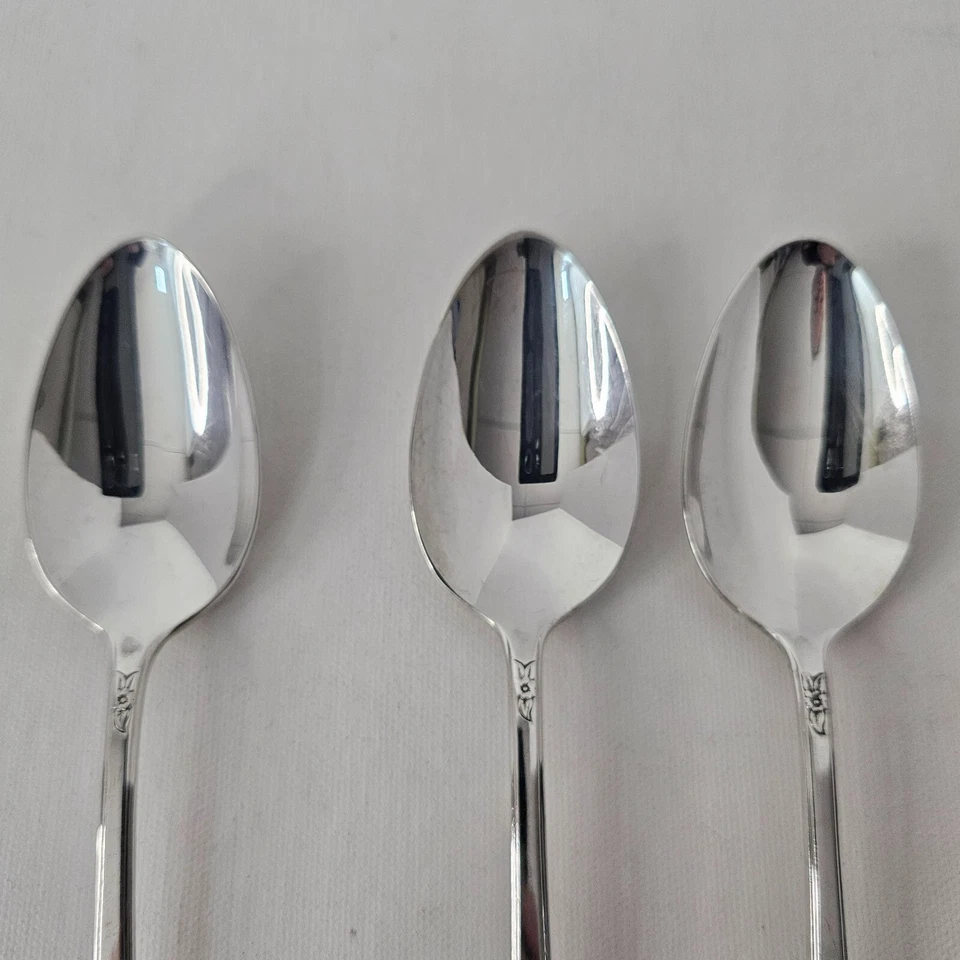 Juego de 3 cucharas soperas ovaladas con incrustaciones de jardín de primavera Holmes & Edwards Foto 2 de 4