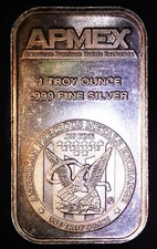 APMEX American Precious Metals Exchange toned 1oz 999 FINE Silver art bar C3200