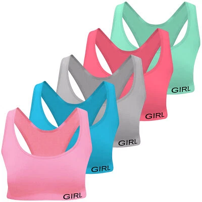 5 Mädchen Bustier Mikrofaser Nahtlos Sport BH Kinder Unterwäsche Bra 140-170 - Bild 1 von 4