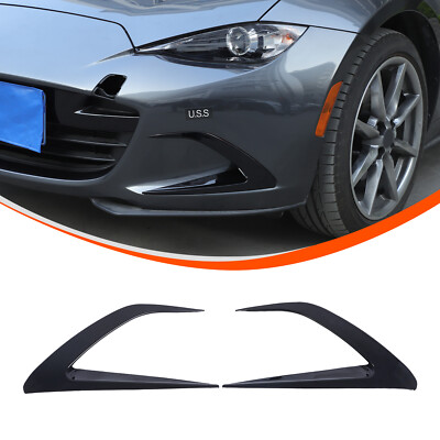 ABS Gloss Black Front Side Grille End Trim Cover Set For Mazda MX