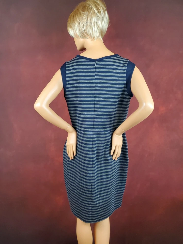 Merona 女式工作服无袖针织连衣裙 XXL 蓝色灰色条纹紧身 — 第 4/4 张图片