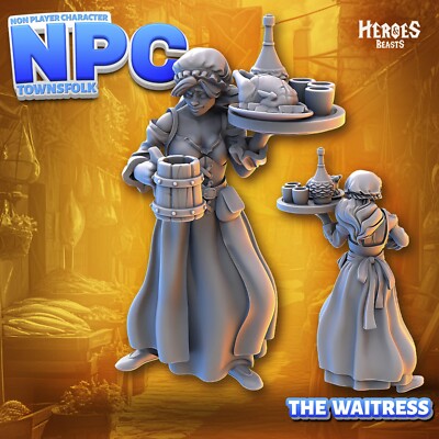 Dungeons & Dragons NPC Character - Female Barmaid - Waitress, Tavern, Inn