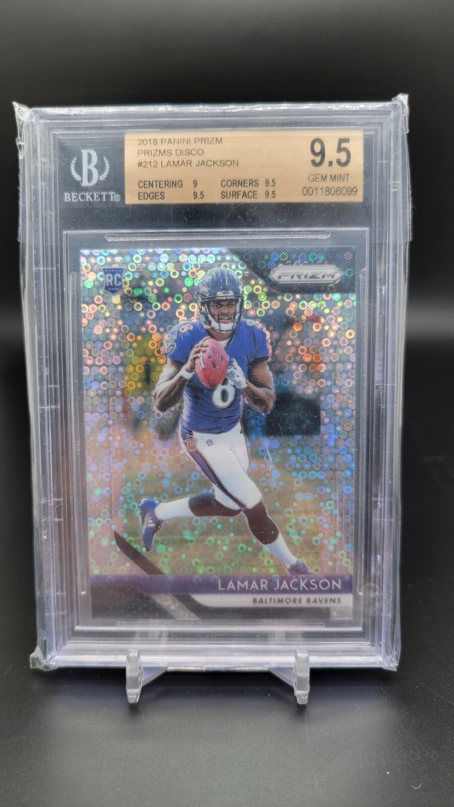 LAMAR JACKSON 2018 PRIZM #212 DISCO Refractor Rookie BGS 9 W/3 9.5 SUBS INVEST💎