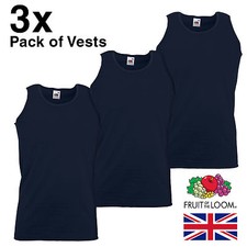 3 Pack Men's Navy Vests Summer Tank Tops Man FOTL Cheap Plain Bulk Work Gym Sale