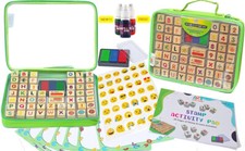 Wooden Stamp Set for Kids with Alphabet Stamps and Carry Case 72 Pcs
