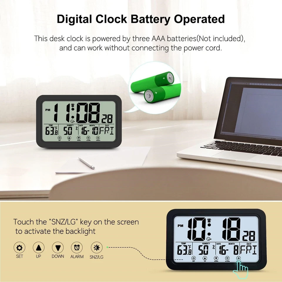 digital alarm wall clock 24am/pm white color new  - Image 4 of 4