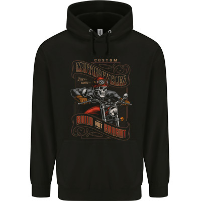 Built Not Bought Motorcycle Biker Motorbike Mens 80% Cotton Hoodie