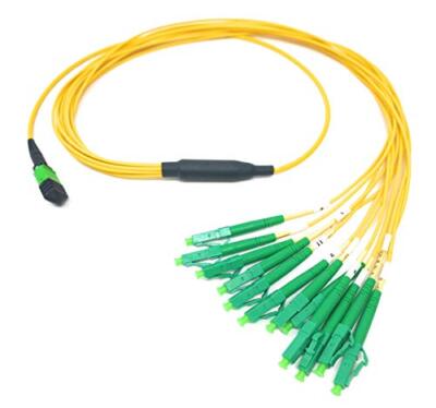 Singlemode MPO Female APC-12 x LC-APC Simplex Breakout Cable, 25 Meter