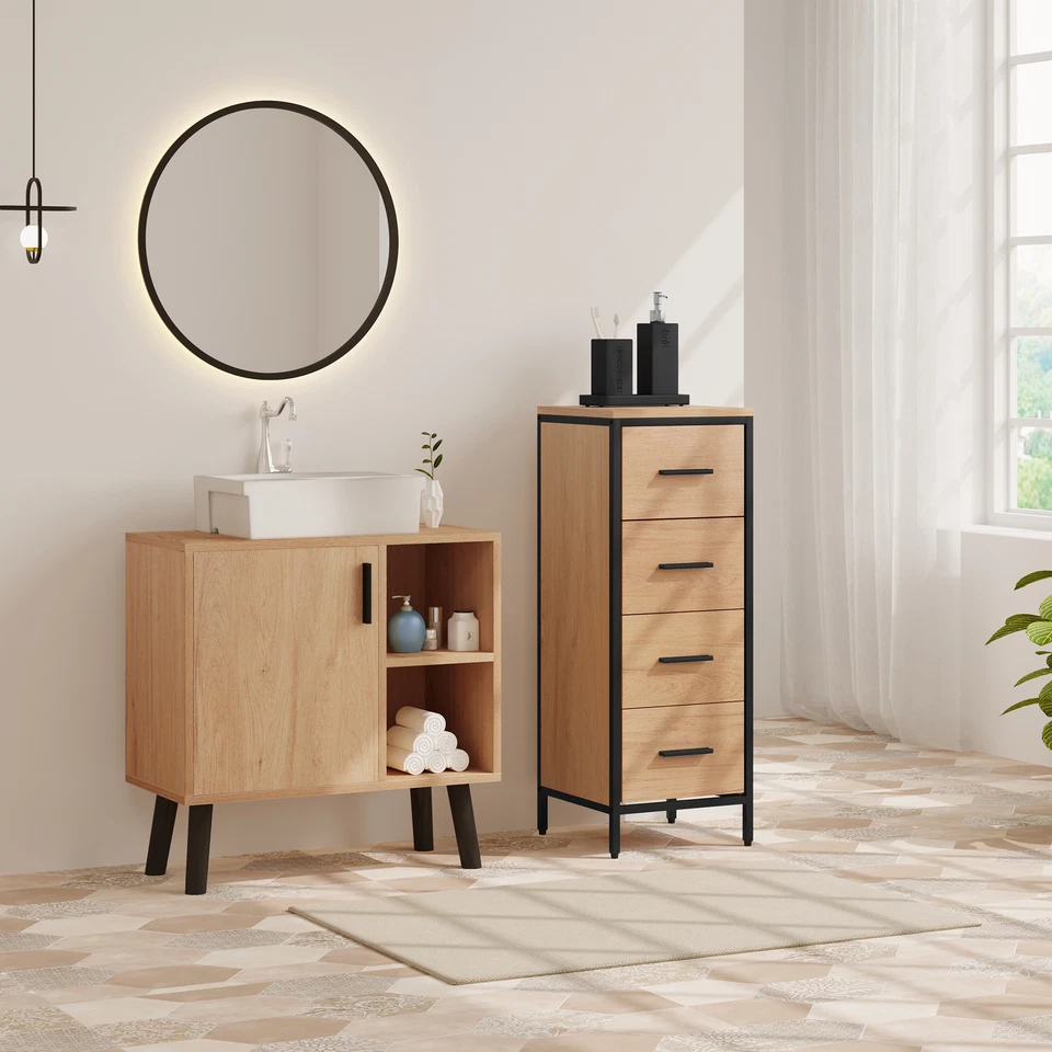 Badschrank Unterschrank Waschtisch mit Ablage Tür Waschtisch Kommode Badezimmer - Bild 3 von 4
