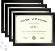 HappyHapi 8.5x11 Picture Frames Certificate Frame | 4 8.5x11inch*4, Black 