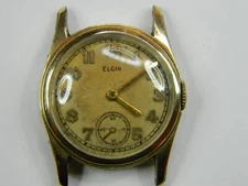 RARE VINTAGE 1941 ELGIN 554 15J  WW2 ERA MENS GOLD FILLED WATCH - RUNS - REPAIR