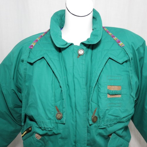 J Gallery Vintage 90s Goose Down Ski PufferJacket Womens M Green - Picture 2 of 10