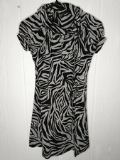 Ruby Rox Juniors S Zebra Sweater Dress Short Sleeve BodyCon Stretch Black Gray