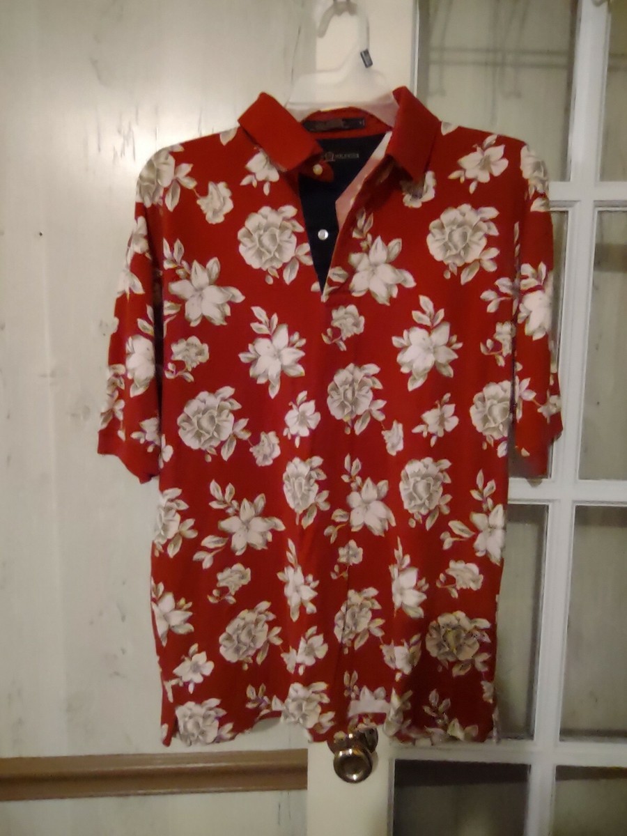 Tommy Hilfiger Polo Men's Medium red Floral Short Sleeve Shirt