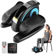 Under Desk Elliptical Pedal Exerciser Seated Elliptical Machine with Remote Home