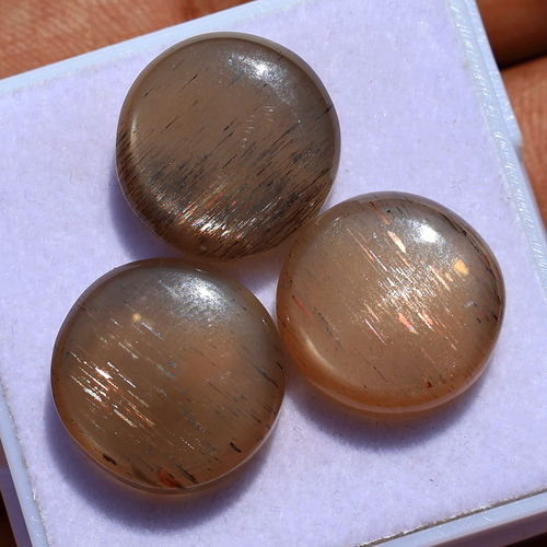 11 Pcs Natural Rainbow Fire Lattice Sunstone 12mm-16mm Round Cabochon Gemstones - Picture 6 of 11