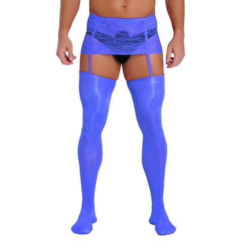 Medias sexy de lencería con tirantes de encaje pantimedias de malla liguero para hombre - Imagen 74 de 104