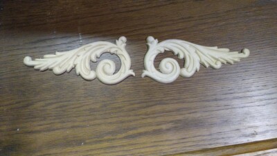 Furniture Birch Wood Applique Floral Acanthus 2-7/8'' x 6-1/4'' Cabinet Decoration