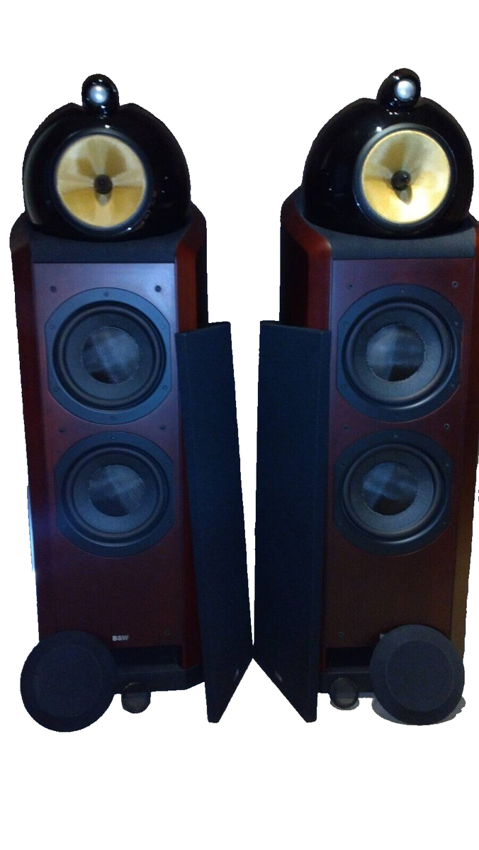 B&W Bowers Wilkins Nautilus 802 Dark Red Cherry Wood Speakers Pair