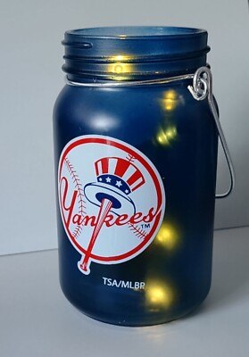 New York Yankees MLB Baseball LED Light Up Lantern Glass Mug