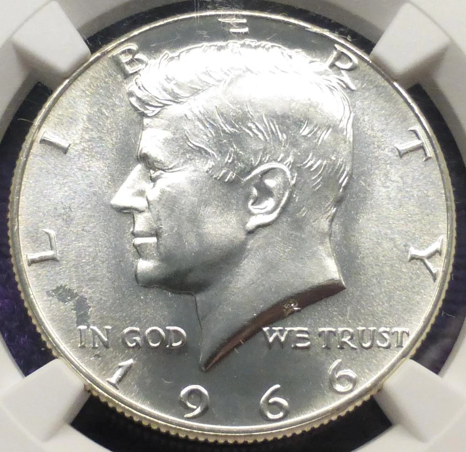 1966 SMS NGC MS 67 Obverse Struck Thru Kennedy Half Dollar, Mint Error 50C Coin - Image 4 of 4
