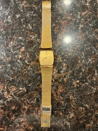 VTG Seiko Tank Watch 7430-5039 Gold Tone Gents *Untested *Needs Battery