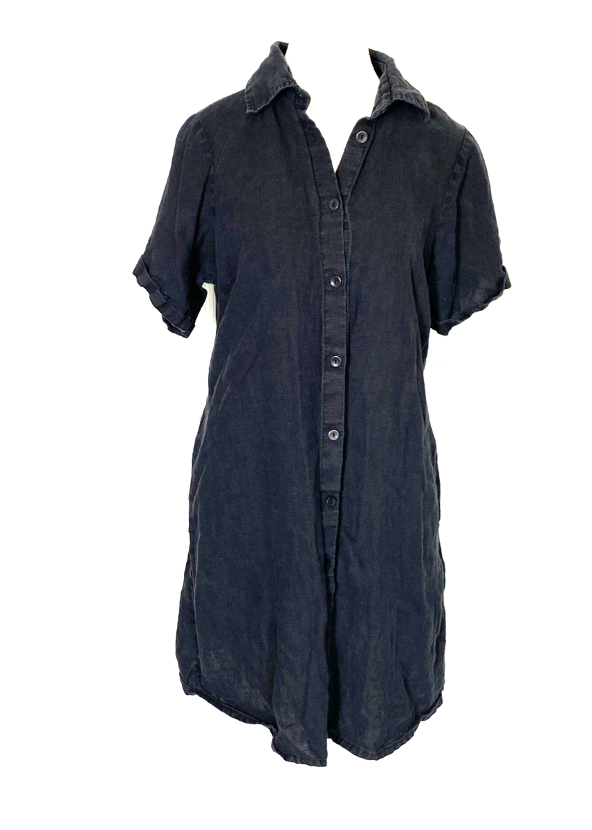 linen mini dress black Icon Mini Dress in Black Linen – SKATIE main image 1