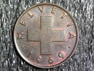 1969b Switzerland, Swiss 1 Rappen Foreign, World Coin KM#46 (z872)