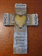 Abbey Gift Faith, Hope, and Love Marriage Wall Cross with Bible Verse Wedding...