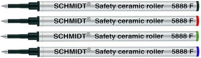 5888 F Safety Ceramic Rollerball Refill Metal Tube - Green, Red, Black, Blue Ink