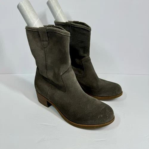 Stivali donna invernali UGG Rioni 1007174 grigio scamosciato punta tonda tacco a blocco pull on 6