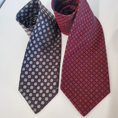 ROBERT TALBOTT NORDSTROM Lot Of 2 100% Silk Neck Ties Hand Sewn USA Multi-Color 