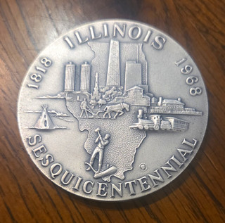 Medallic Art Co. Illinois Sesquicentennial 1818 1968 Silver .999 Medal OVER 4 OZ