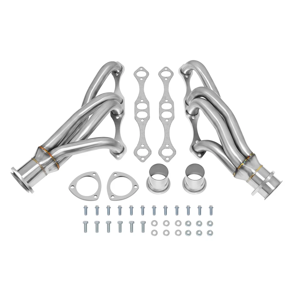 Cabezales de acero inoxidable para Chevy bloque pequeño SB V8 262 265 283 305 327 350 400 Foto 2 de 4