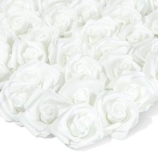 100 Pack White Artificial Flowers, Bulk Stemless Fake Foam Roses, 3 in